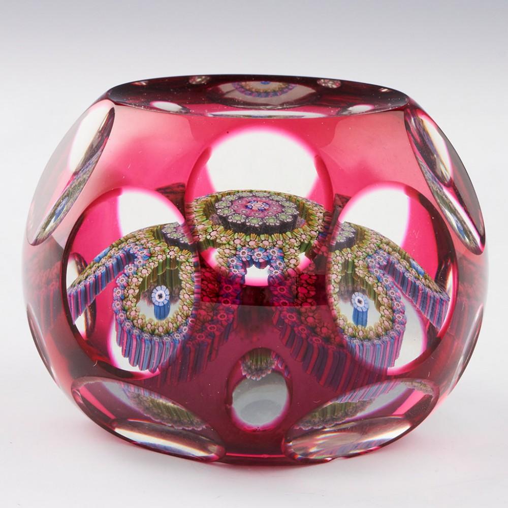 A Perthshire Magnum Overlaid Garland Paperweight, 1992 In Good Condition For Sale In Tunbridge Wells, GB