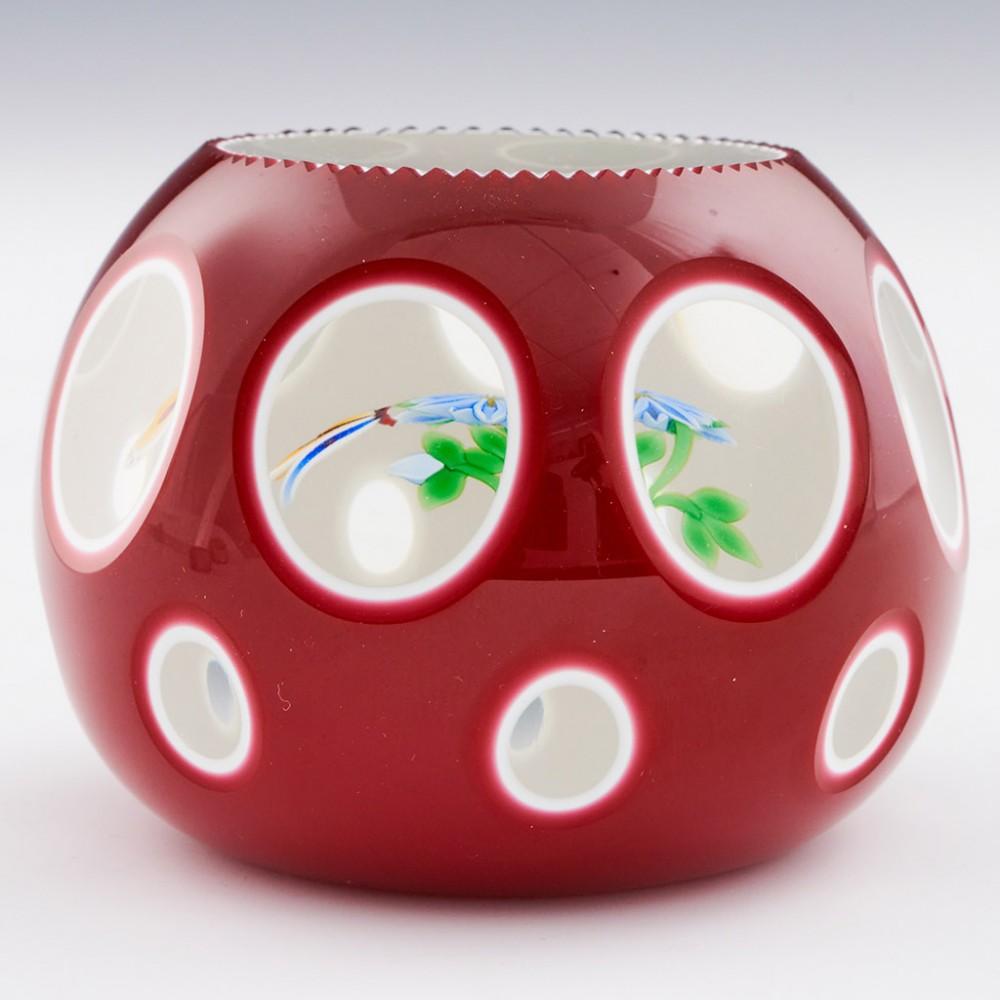 Scottish A Perthshire Ruby & White Double Overlay Lampwork Butterfly Paperweight, 1990 For Sale