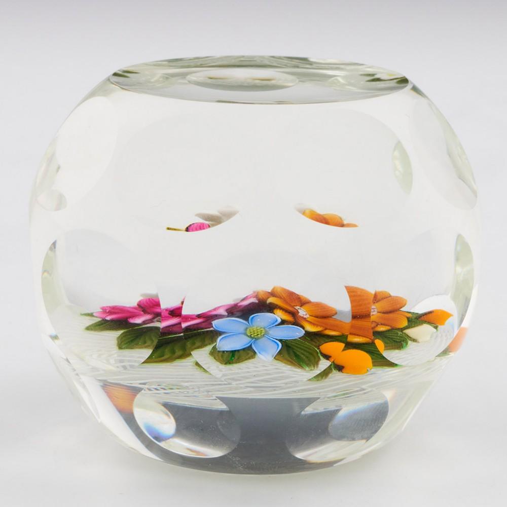 A Perthshire Three-Dimensional Bouquet on Lattice Basket Paperweight, 1997 In Good Condition For Sale In Tunbridge Wells, GB