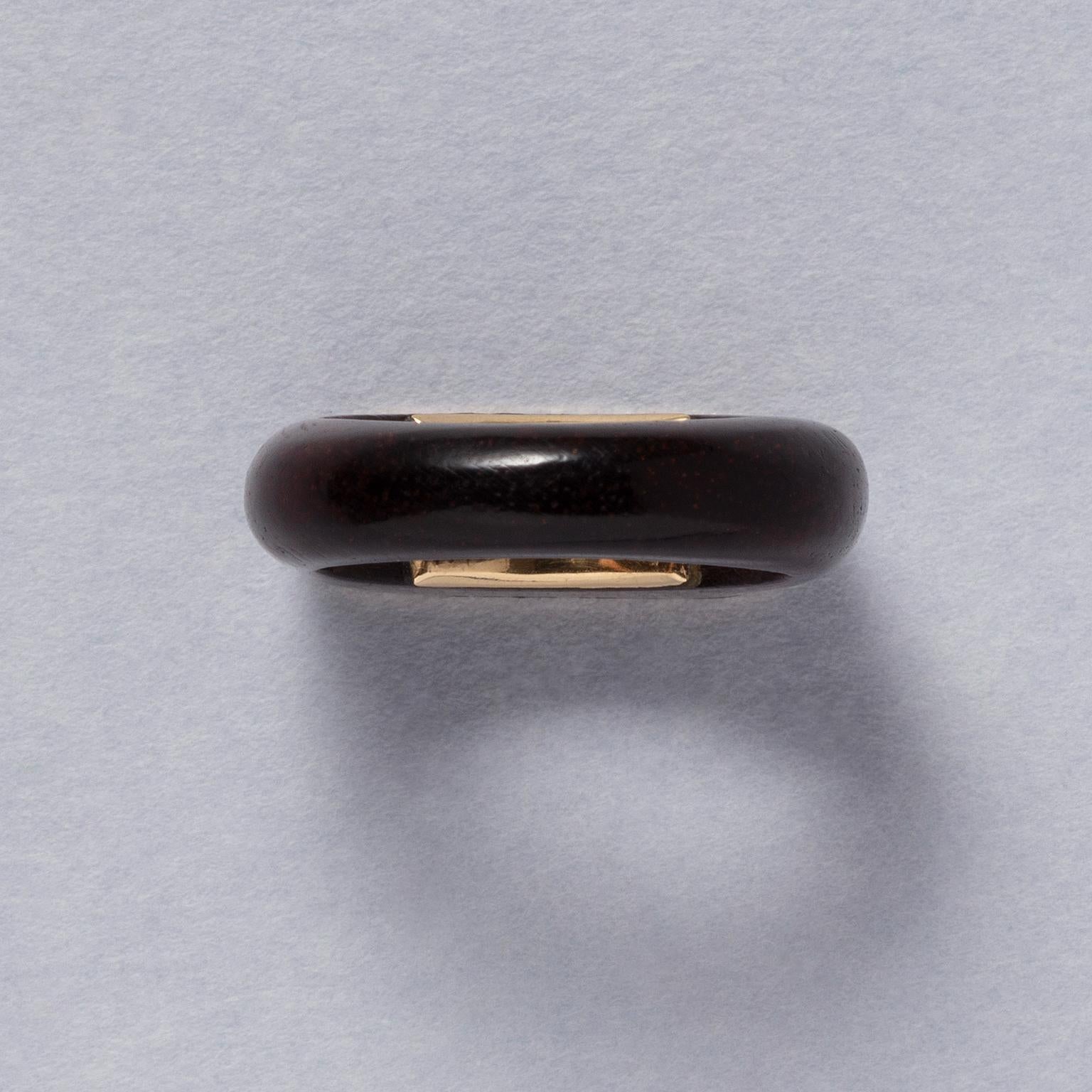 Bague en bois et or 18 carats Pery & fils Bon état - En vente à Amsterdam, NL