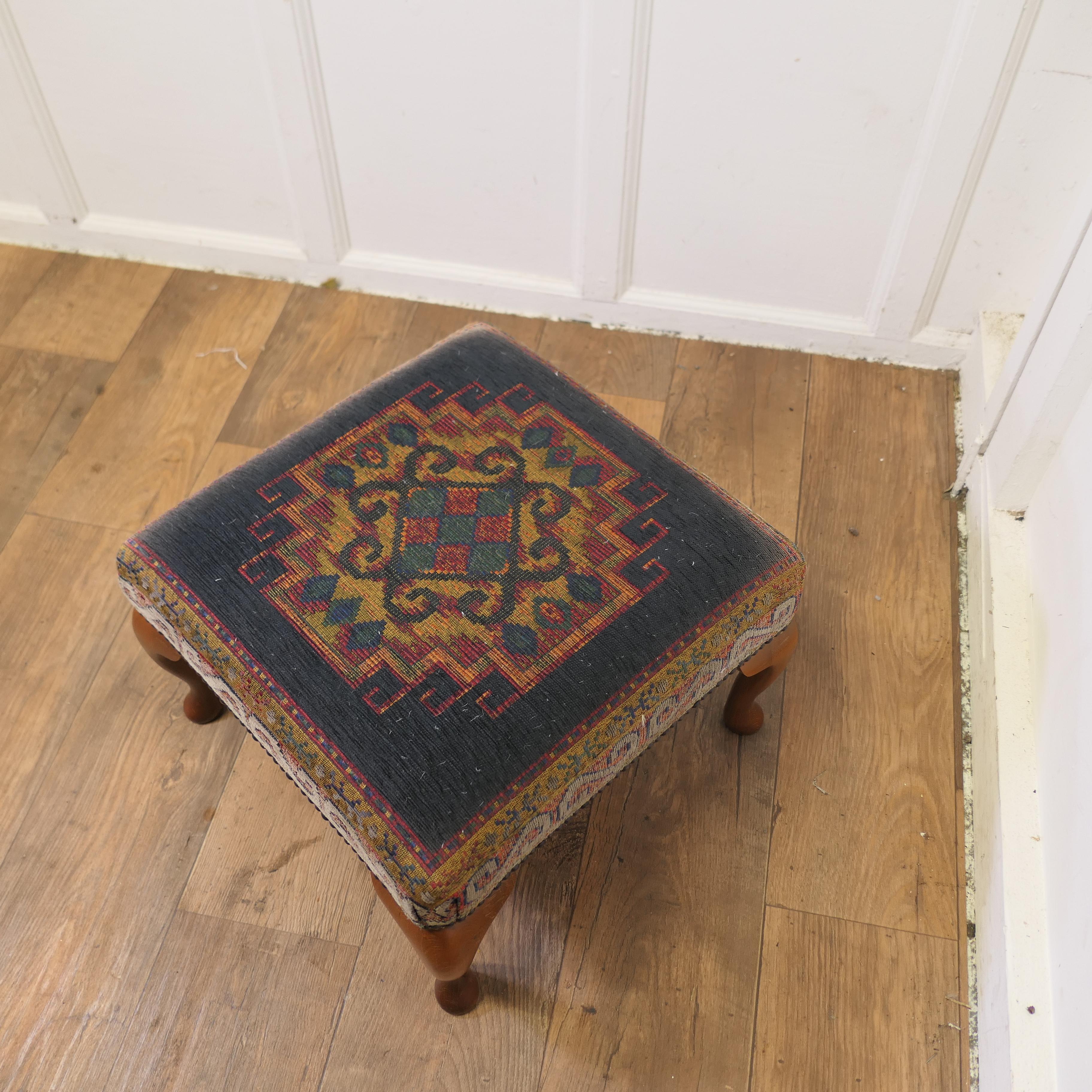 Mid-20th Century A Petit Point Embroidered Tapestry Upholstered Stool  A Lovely piece  For Sale