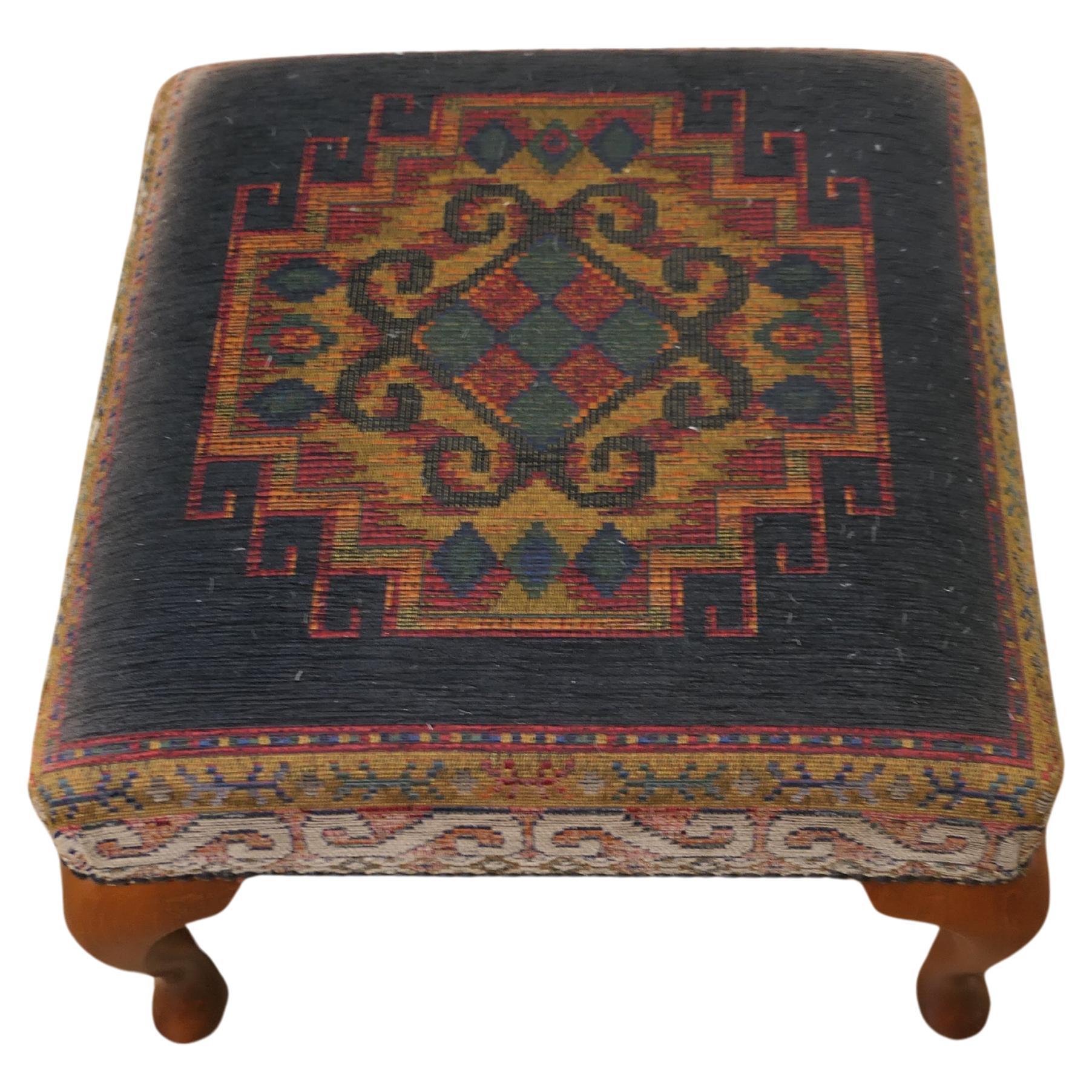 A Petit Point Embroidered Tapestry Upholstered Stool  A Lovely piece  For Sale
