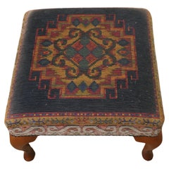 Retro A Petit Point Embroidered Tapestry Upholstered Stool  A Lovely piece 