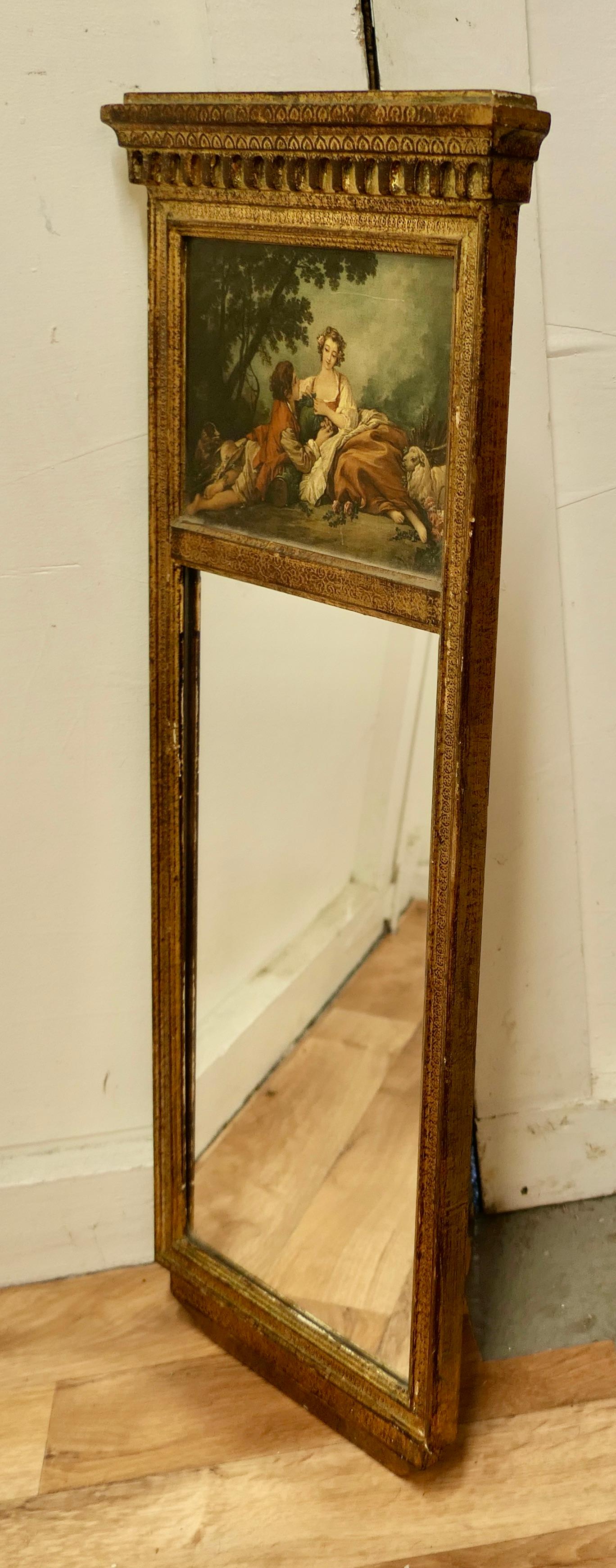 Petite 19th Century French Gilt Trumeau Mirror For Sale 1
