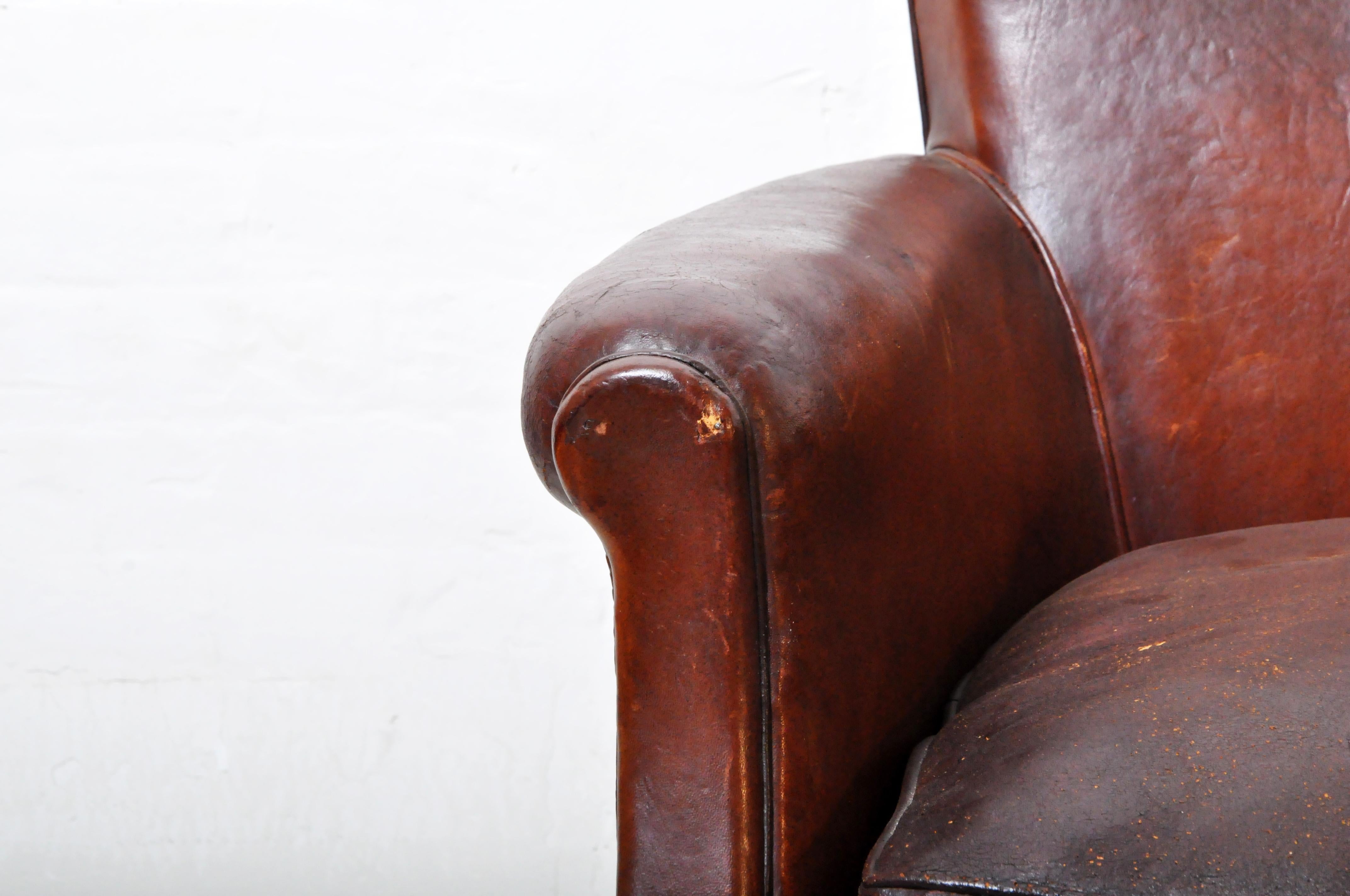 Sheepskin Vintage Petite Art Deco Leather Club Chair