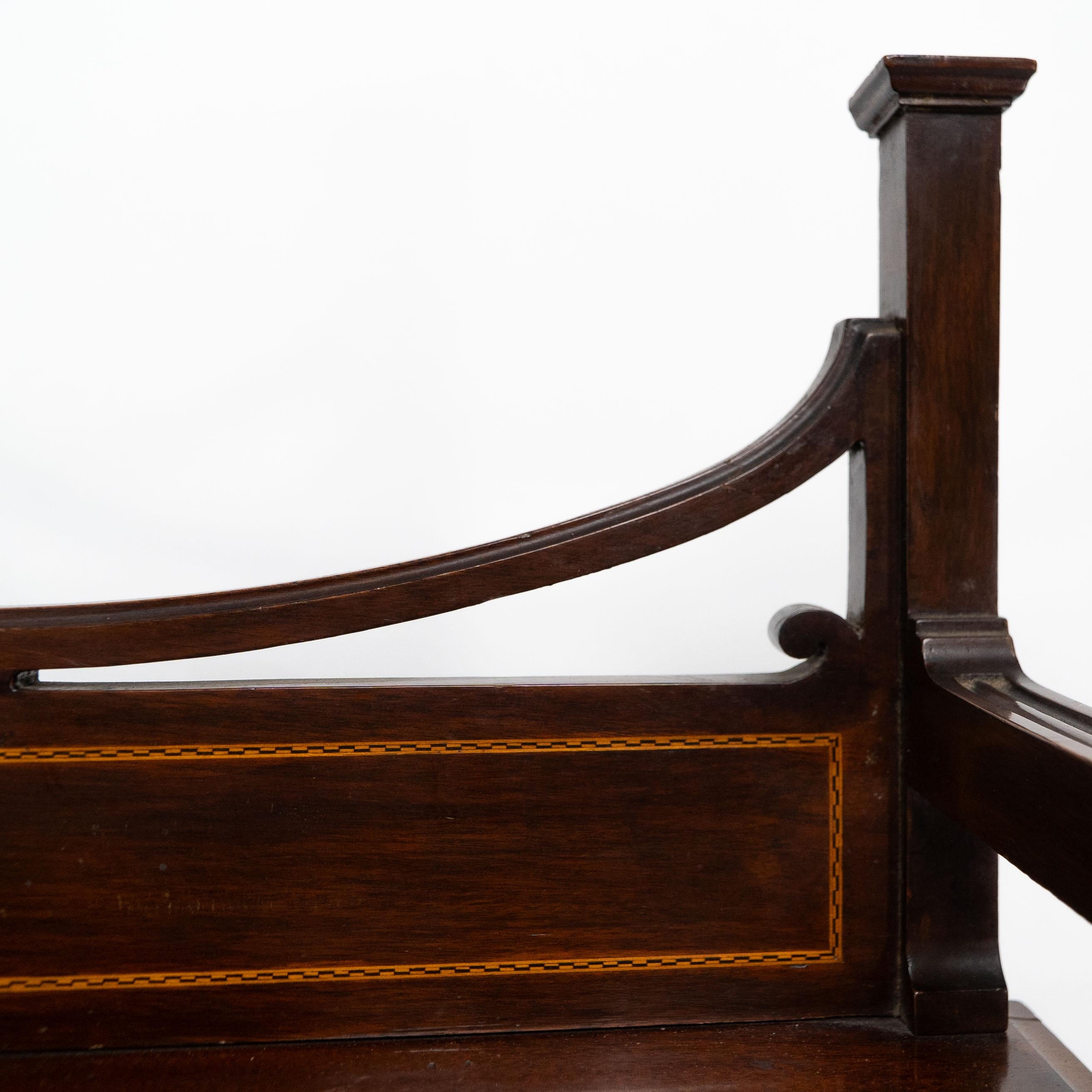 Hand-Carved A Petite Arts & Crafts Mahogany Display Cabinet in the Anglo-Japanese Style. For Sale