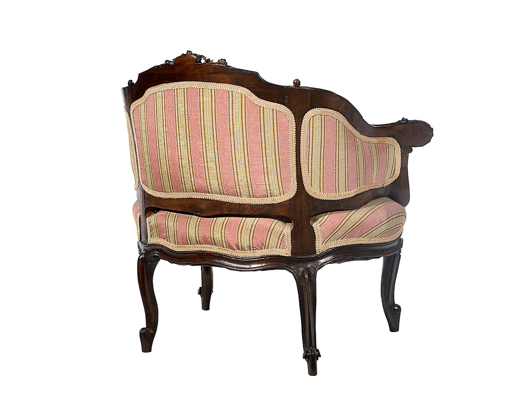 Petite Carved Walnut Framed Armchair in the Louis XV Style For Sale 5
