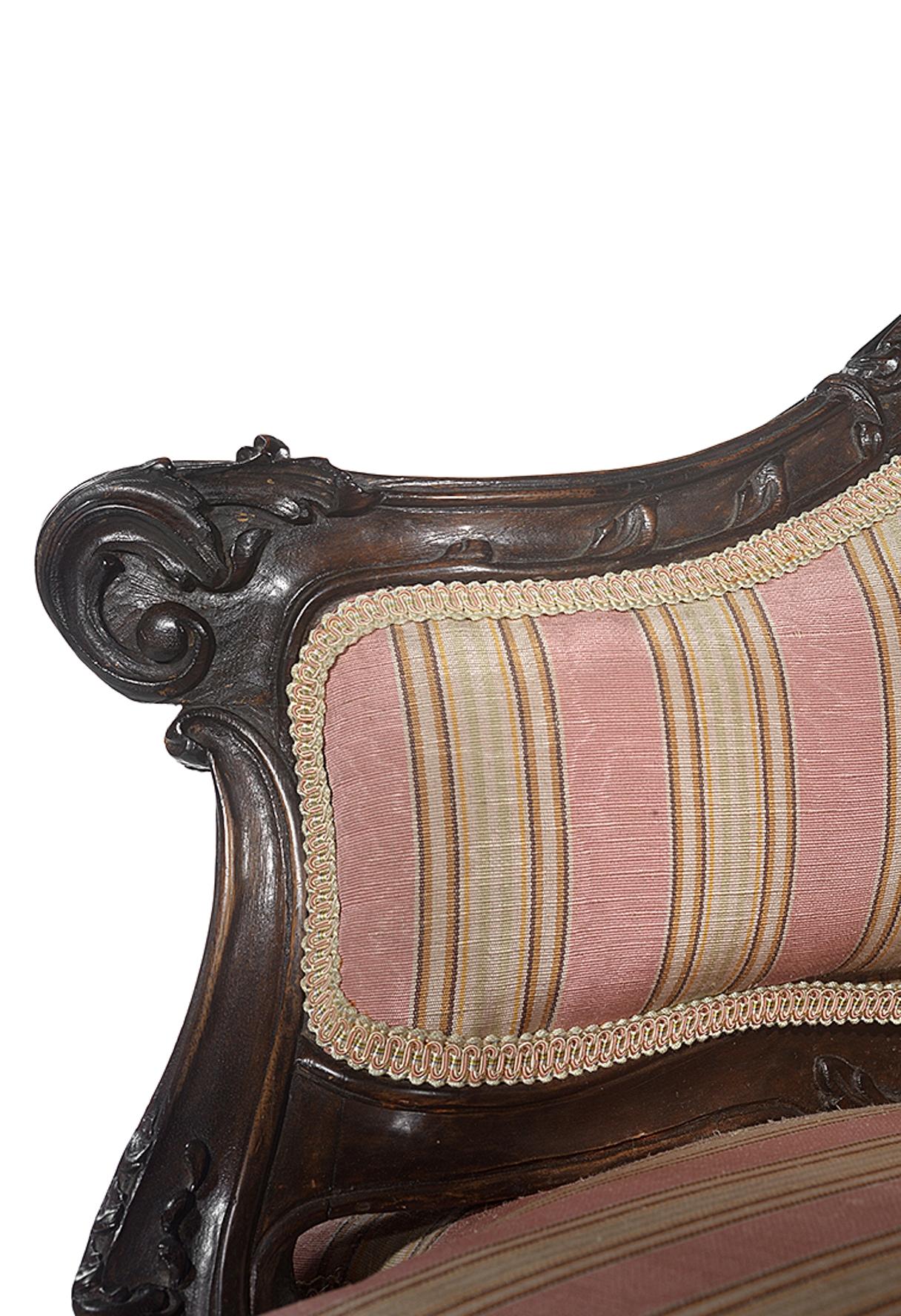 19th Century Petite Carved Walnut Framed Armchair in the Louis XV Style For Sale