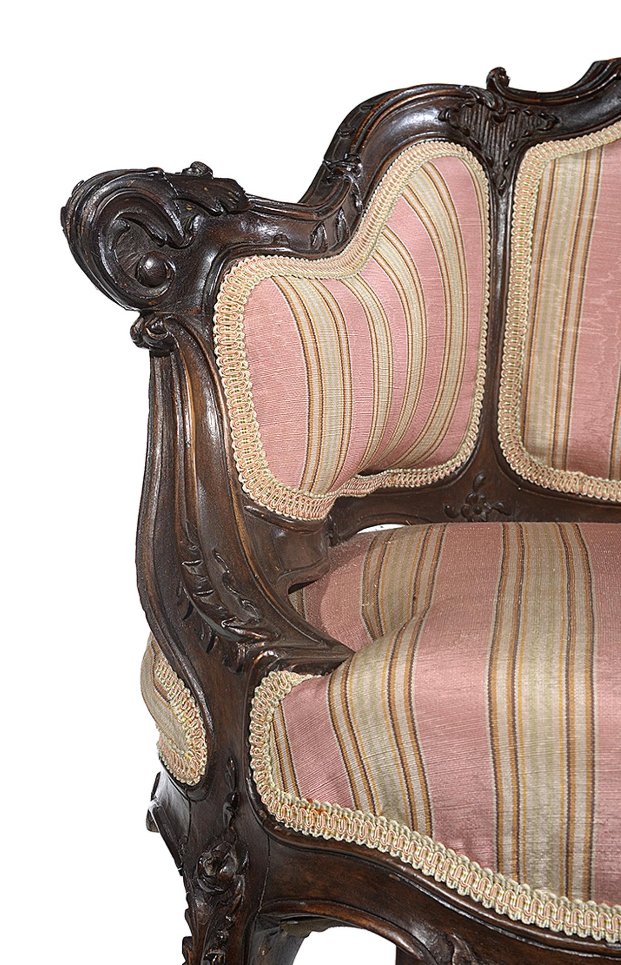 Petite Carved Walnut Framed Armchair in the Louis XV Style For Sale 3