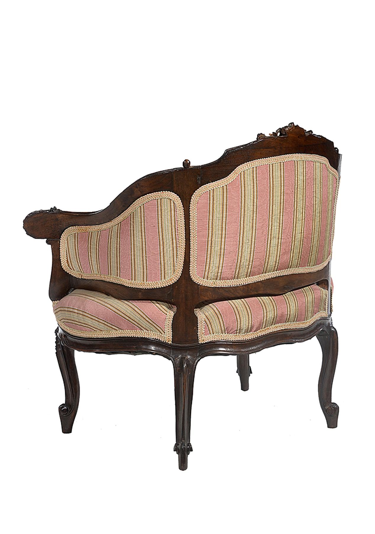 Petite Carved Walnut Framed Armchair in the Louis XV Style For Sale 4