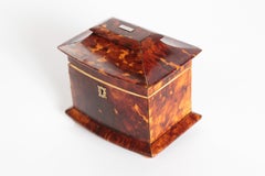 Petite Early 19th Century Regency Tortoiseshell Tea Caddy with Pagoda Top