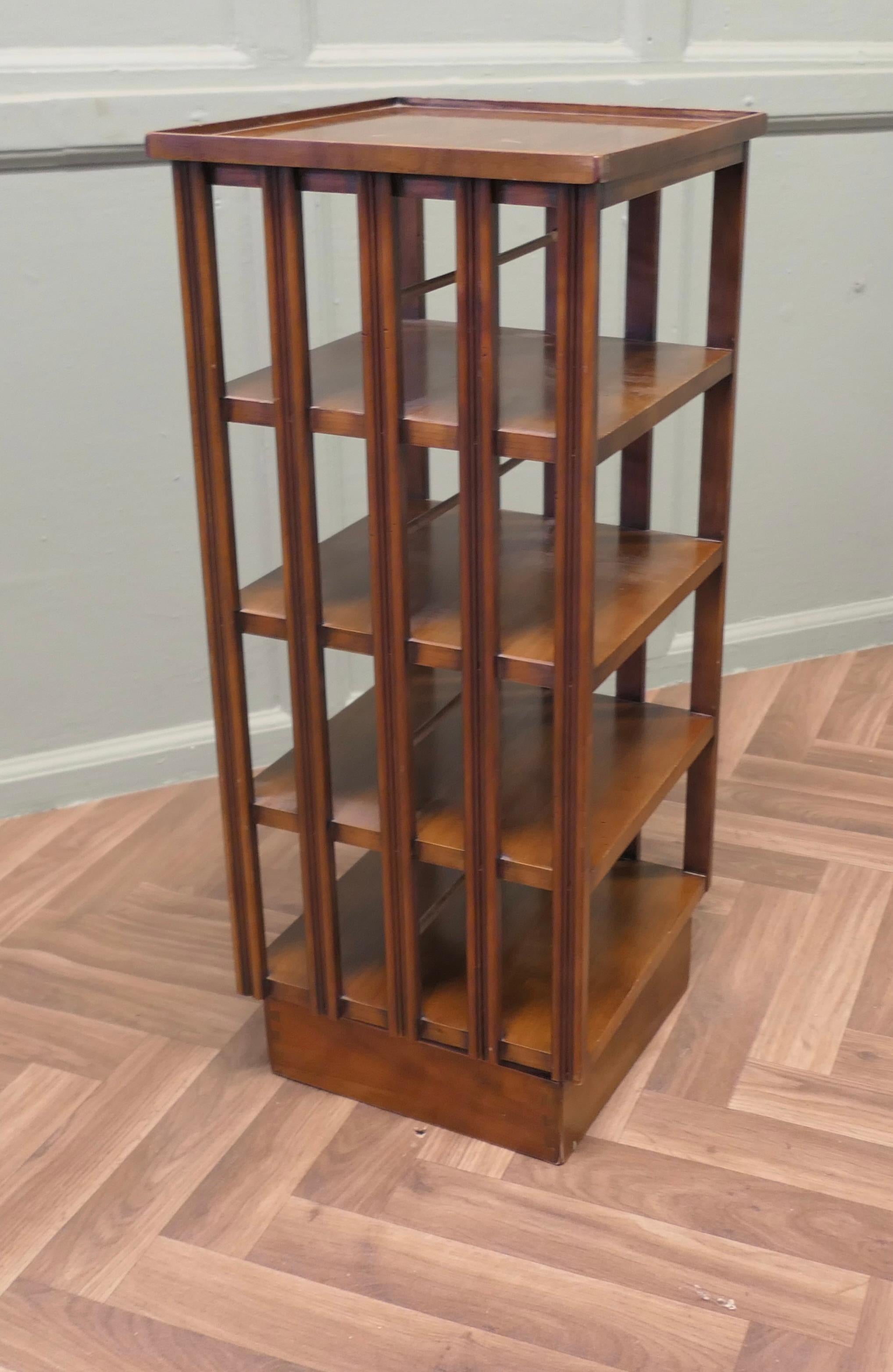 Walnut A Petite French 4 Shelf Revolving Bookcase   The Bookcase is French For Sale