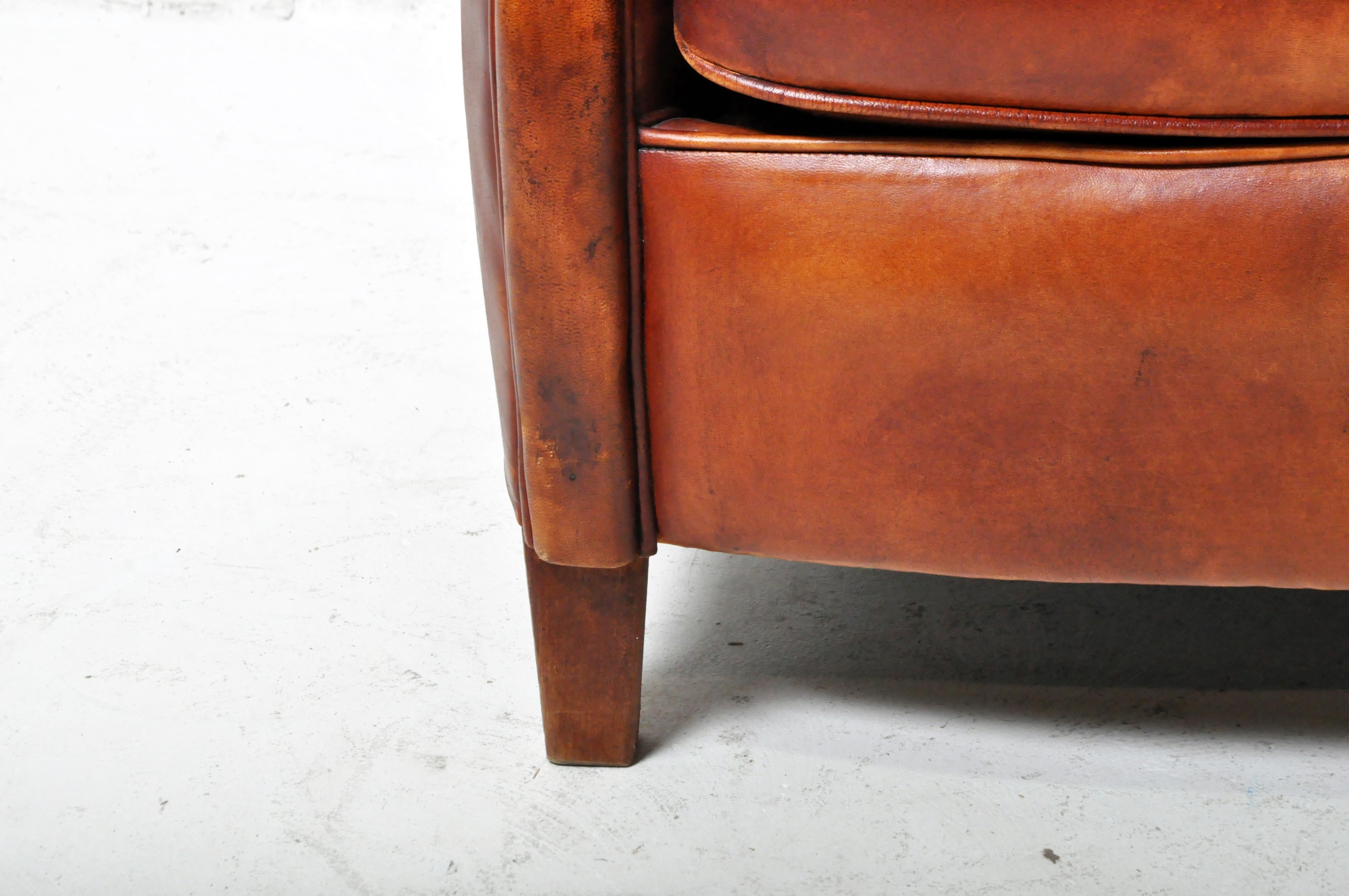 Contemporary Petite French Leather Club Chair