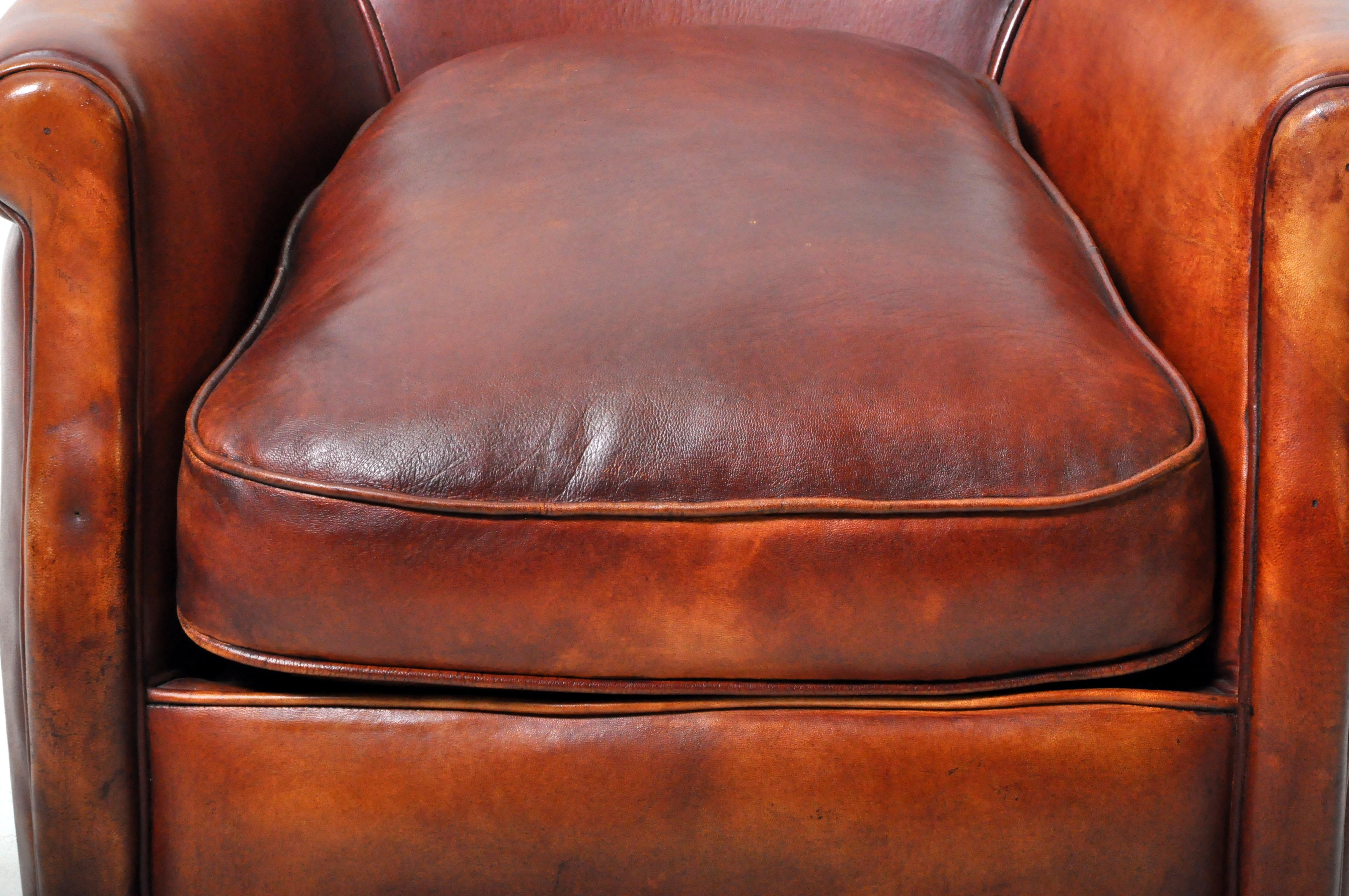 Sheepskin Petite French Leather Club Chair