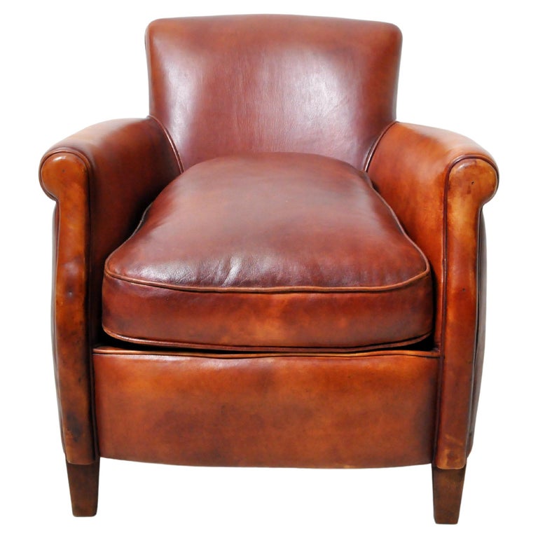 Petite French Leather Club Chair at 1stDibs | petite club chair, petite  leather chair, french club chair