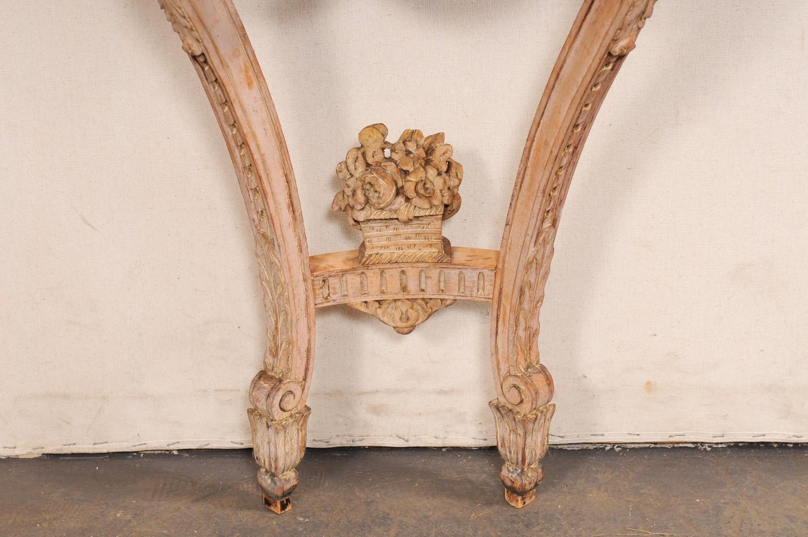 A Petite Italian Antique Wall Console w/Neoclassic Carvings and Marble Top For Sale 4