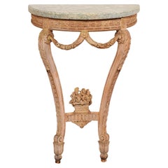A Petite Italian Antique Wall Console w/Neoclassic Carvings and Marble Top
