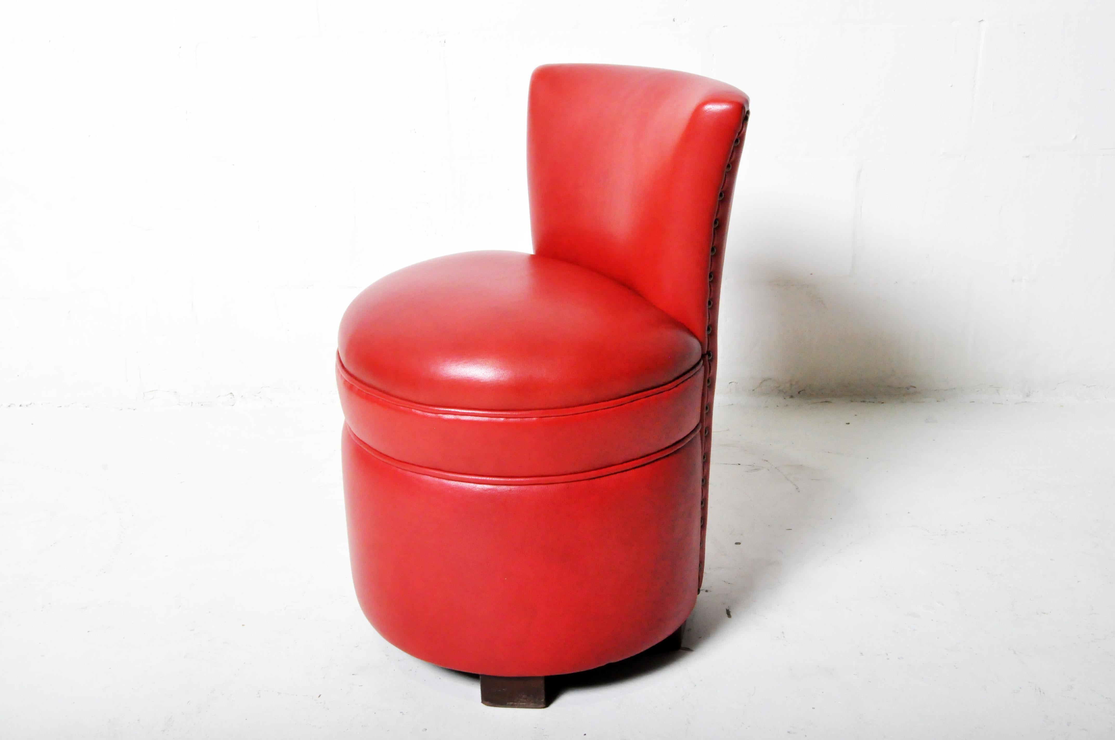 French Petite Leather Side Chair