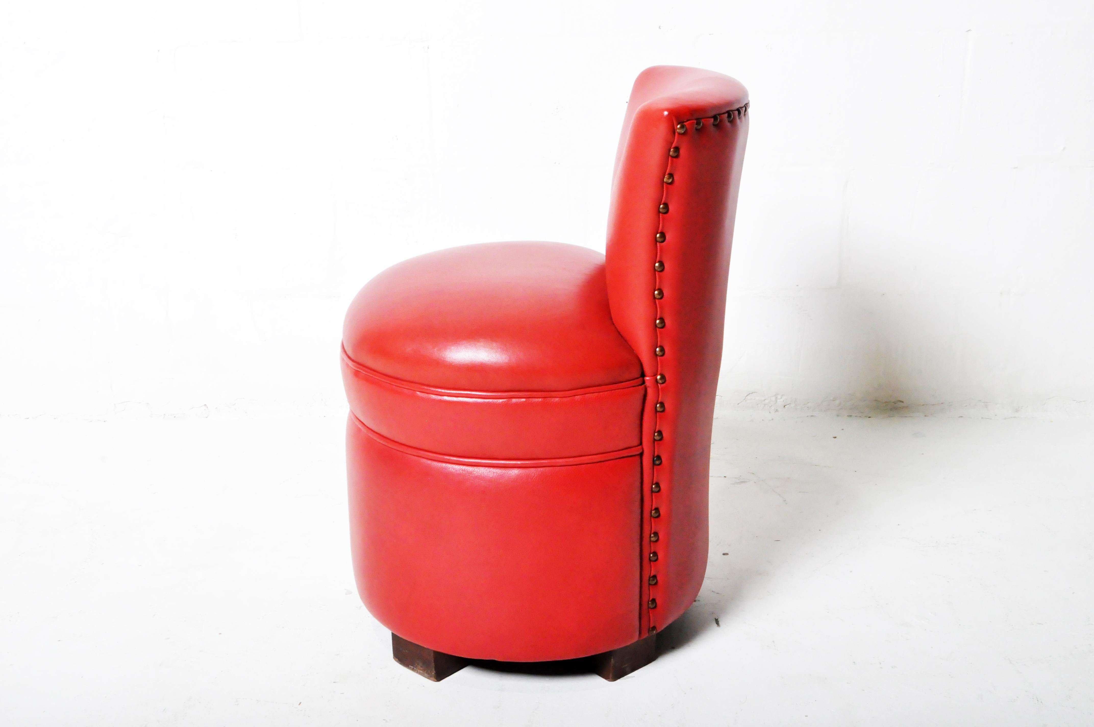 Petite Leather Side Chair In Good Condition In Chicago, IL