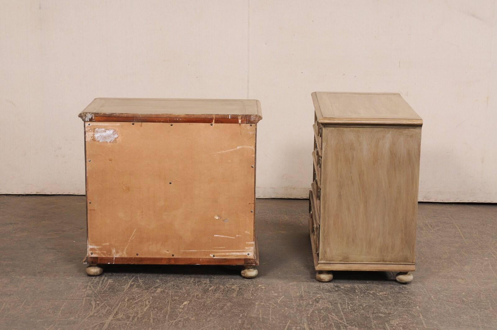 A Petite Pair of English Four Drawer Panel-Front Chests (2.5 Ft. Wide) For Sale 7