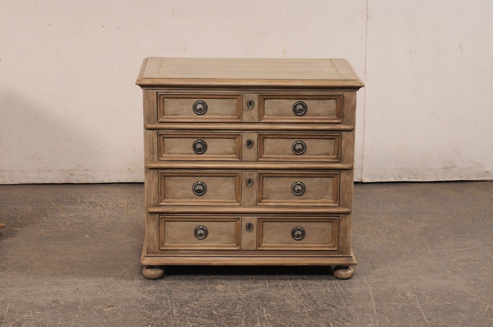 20th Century A Petite Pair of English Four Drawer Panel-Front Chests (2.5 Ft. Wide) For Sale
