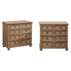 A Petite Pair of English Four Drawer Panel-Front Chests (2.5 Ft. Wide)