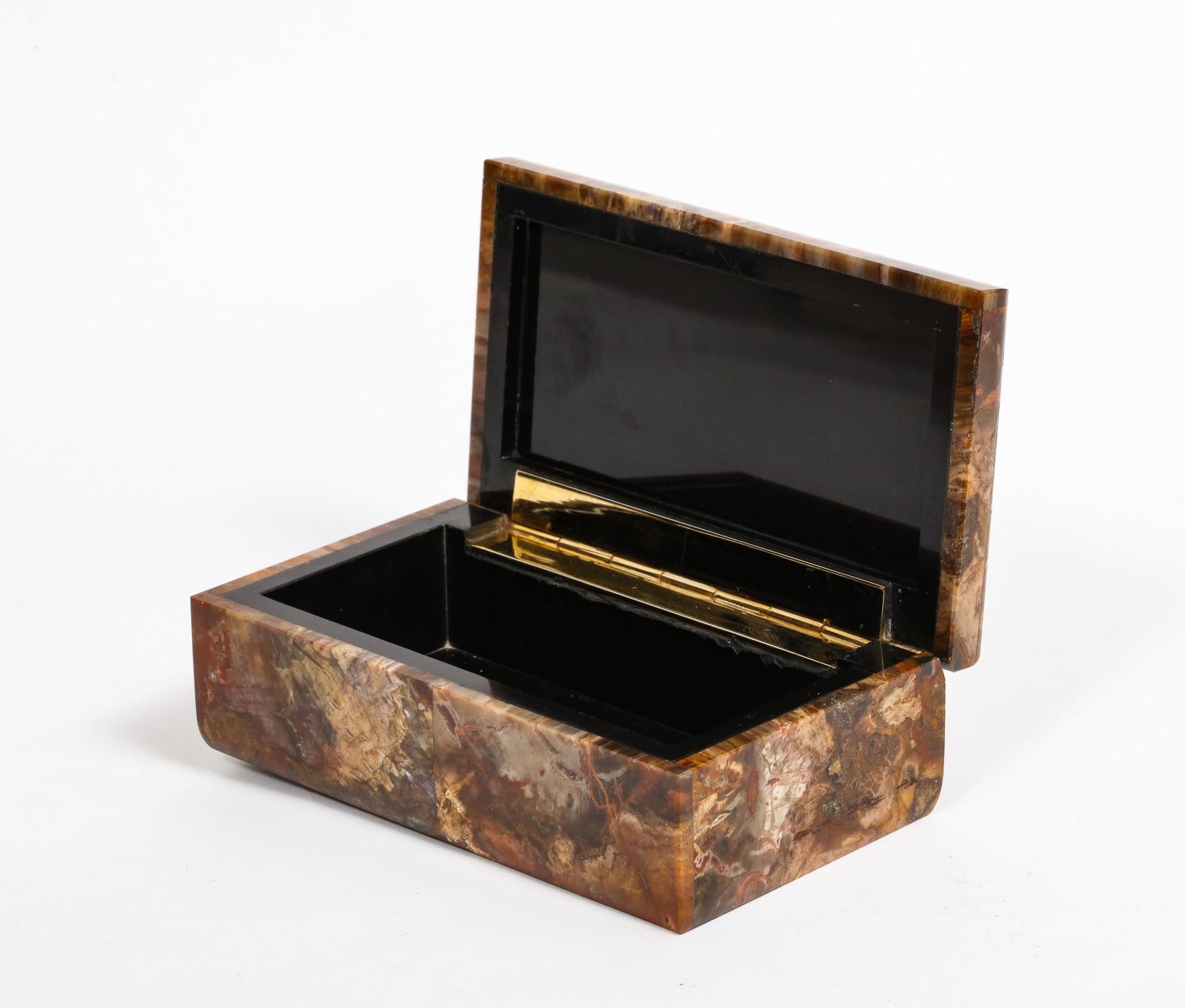 Petrified Wood Box with Silver-Gilt Starfish and Pink Sapphire by Nardi In Good Condition In New York, NY