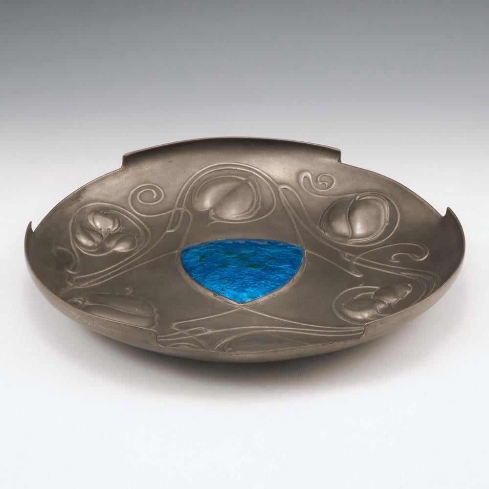 Arts and Crafts A Pewter and Enamel Bollelin Dish Designed by Archibald Knox, c1905 For Sale