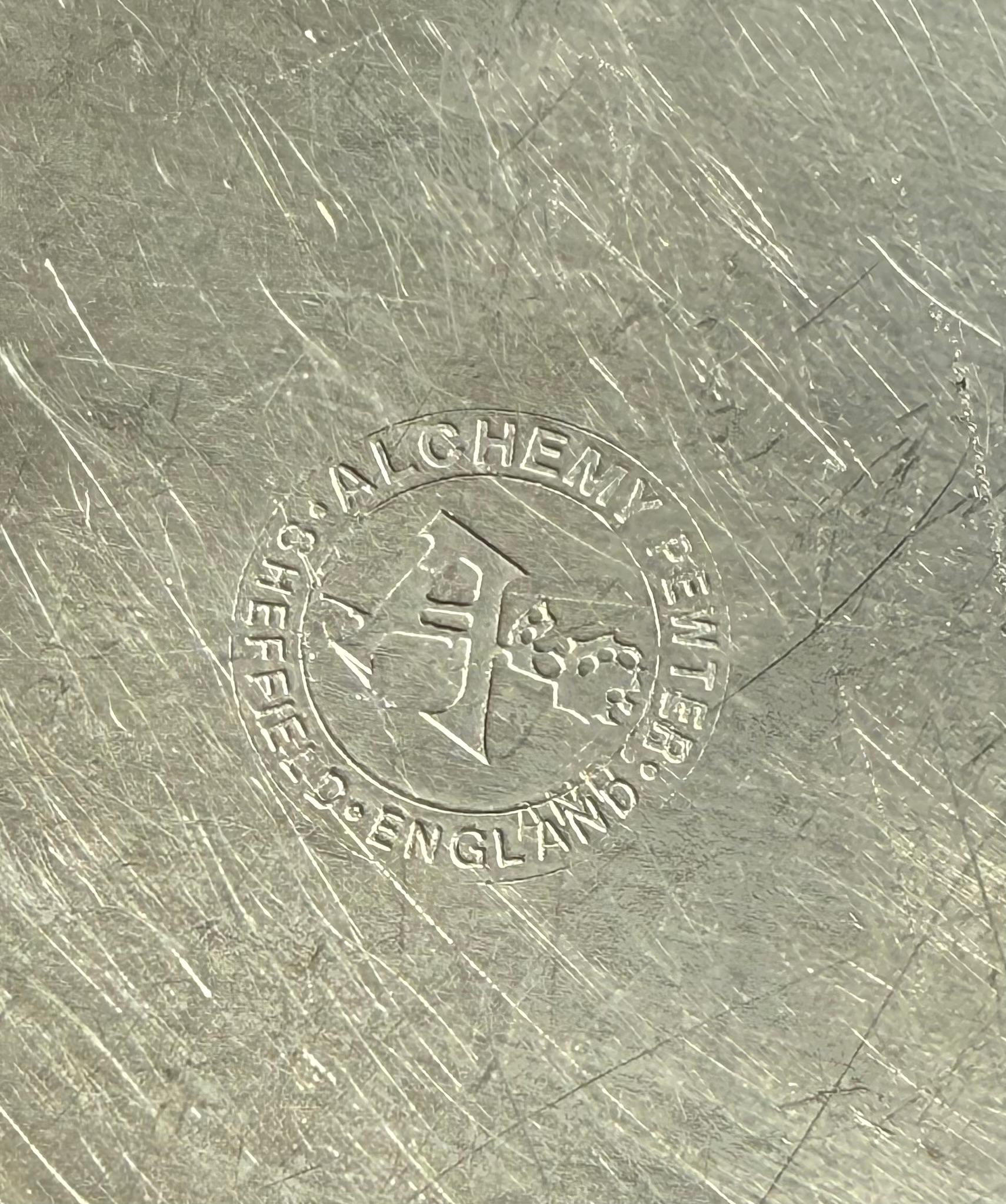 A pewter ashtray ft. skeleton skull and crossbones by Alchemy, 20th century For Sale 11