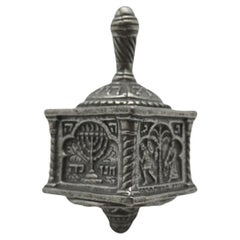 Antique A Pewter Bezalel Dreidel by Moshe Murro, Jerusalem 1929