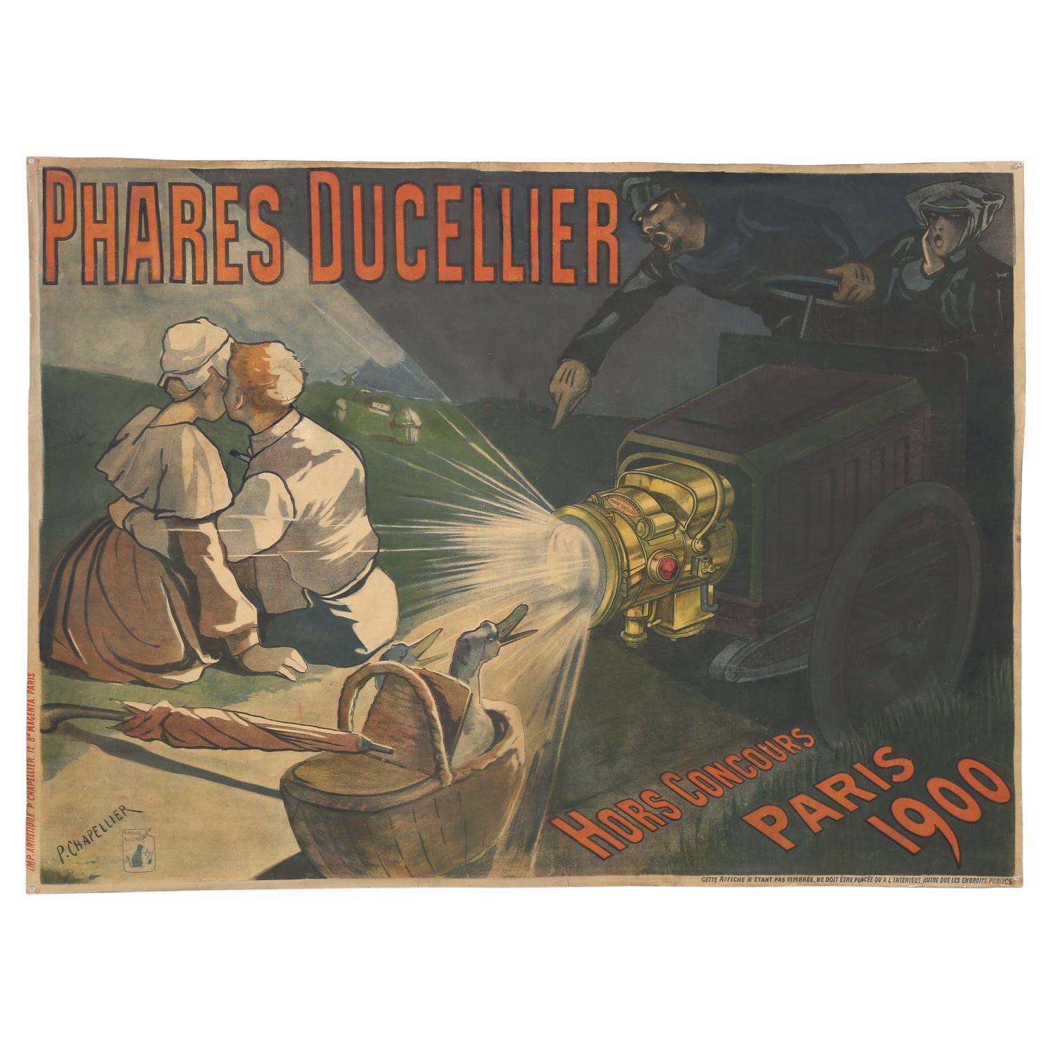 Grande affiche d'origine de Phares Ducellier par P. Chappelier, Paris, France, 1900 en vente