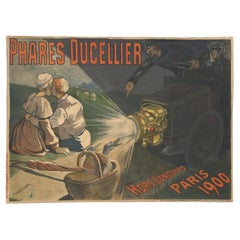 Antique Phares Ducellier Large Original Poster by P. Chappelier, Paris France, 1900