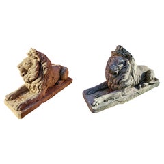 A Phenomenal Pair ofLlions in Vicenza Stone, handcrafted and sculpted 19th Cent.