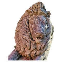 A Phenomenal Pair ofLlions in Vicenza Stone, handcrafted and sculpted 19th Cent.