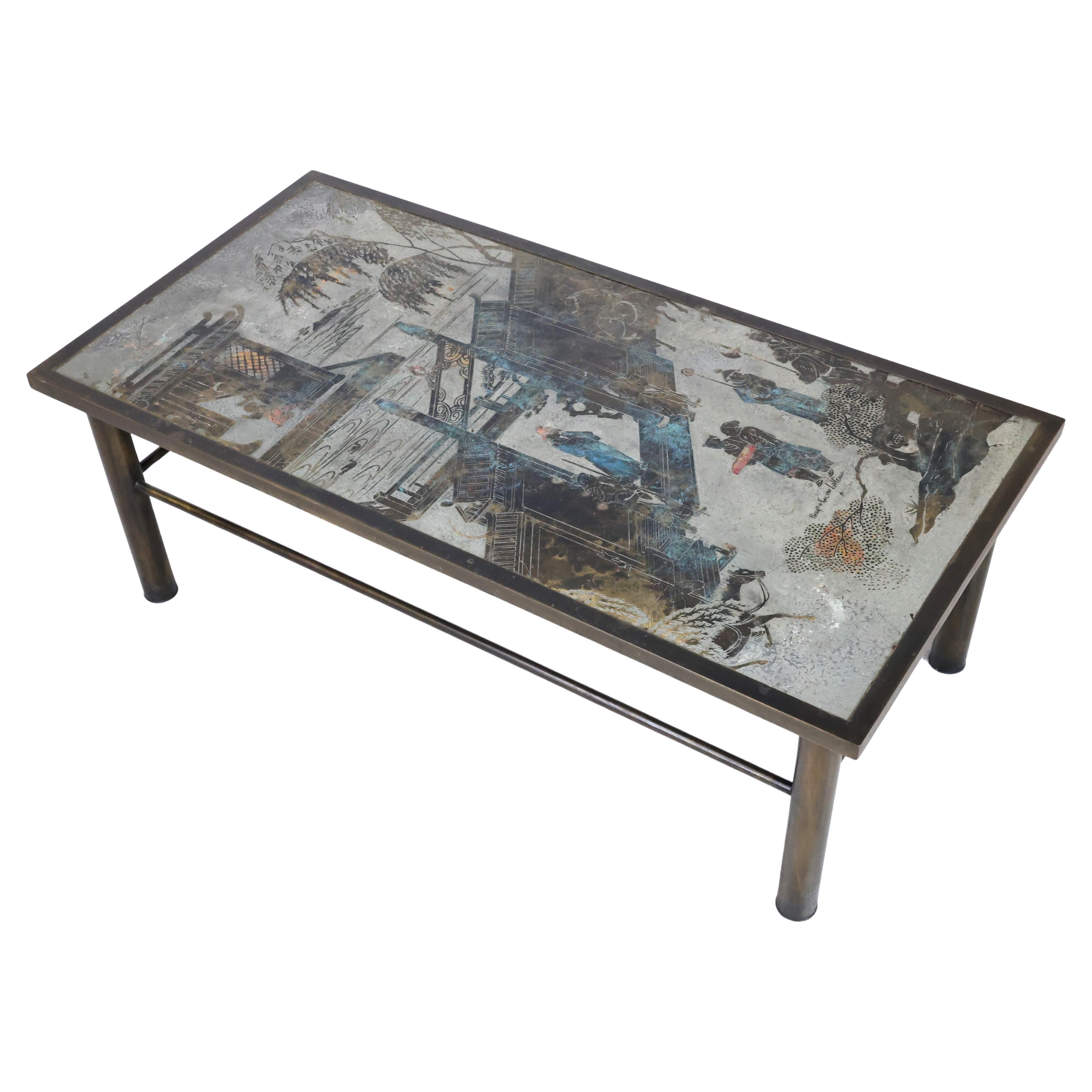 A Philip and Kelvin LaVerne Bronze Coffee Table "Imperial Court Scenes" For Sale