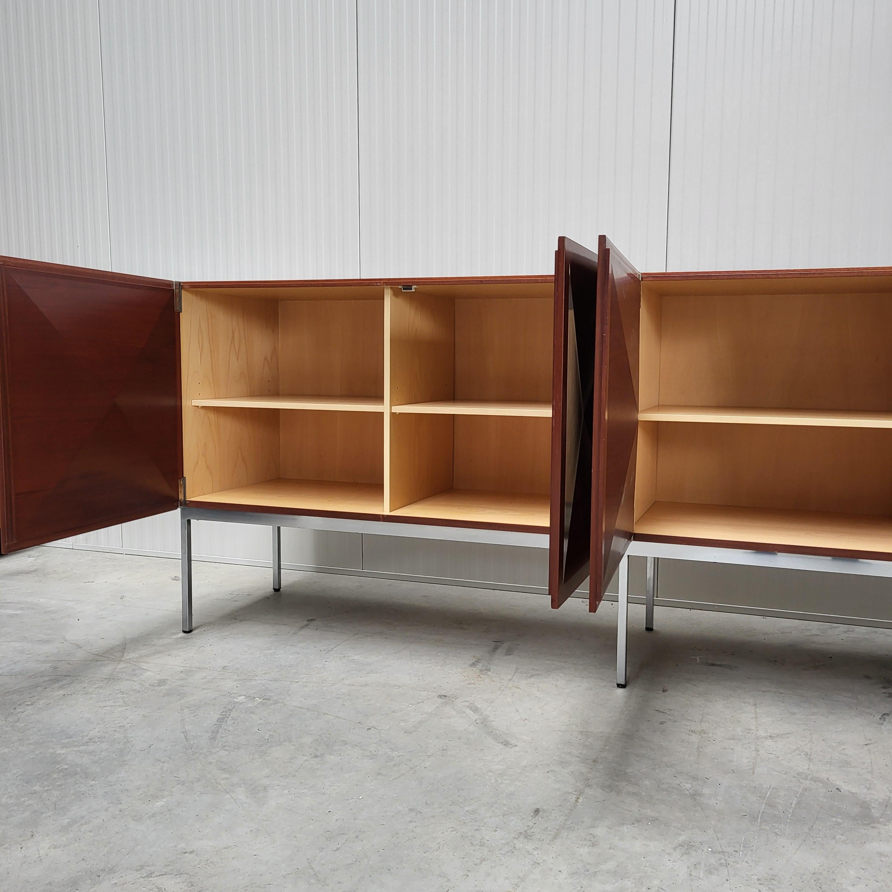 Mid-20th Century A. Philippon & J. Lecoq Pointe de Diamant Sideboard Credenza by Behr 1962 For Sale