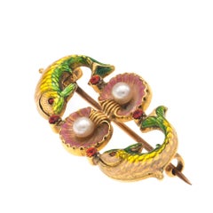 Phillips Green Enamelled Fish Brooch
