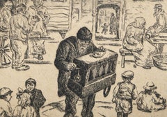 Music Box, Signed Pre-Twentieth Century City Scene Etching by A Phillips