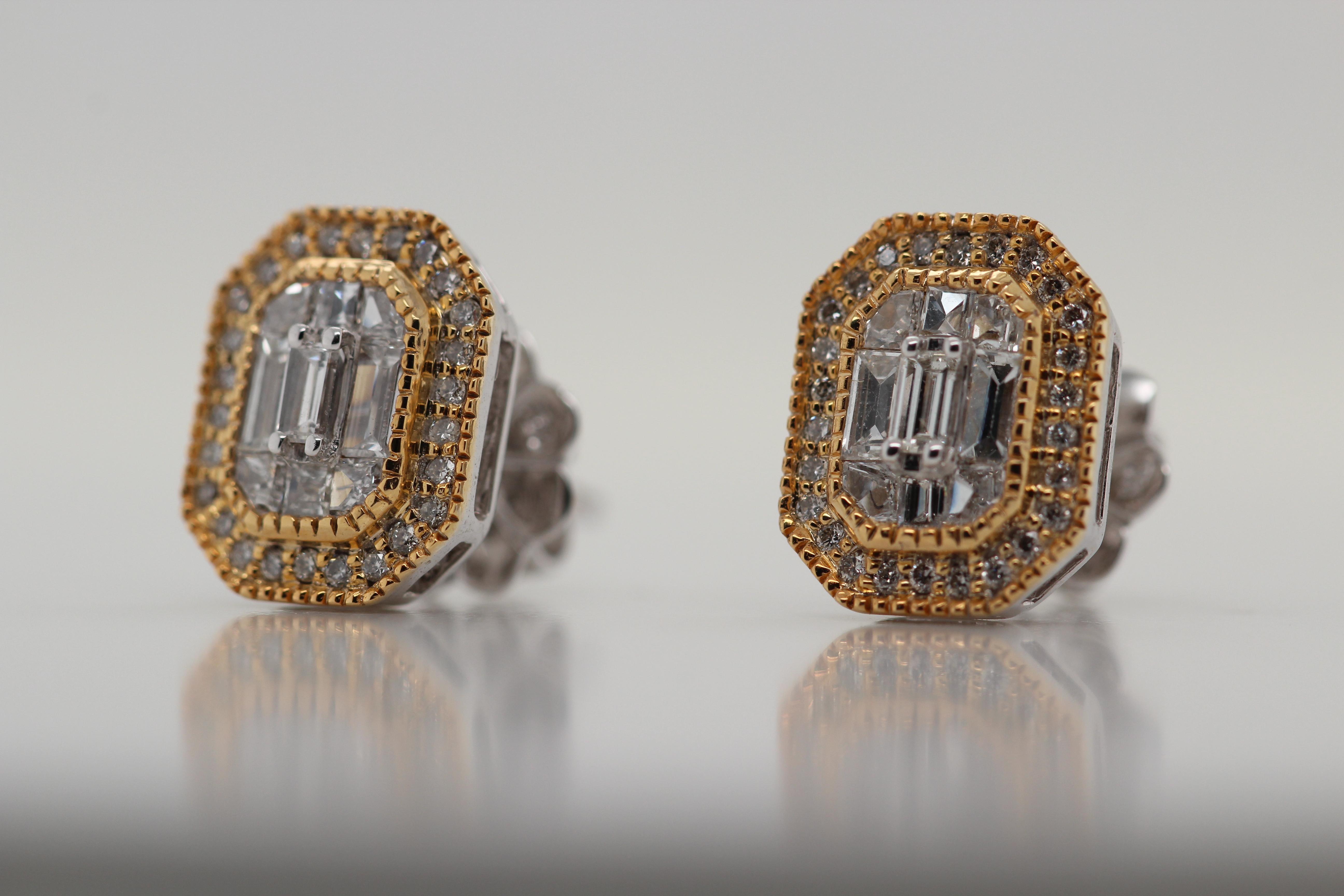Pie Cut 0.62 Carat Diamond Earring Studs In New Condition In Bangkok, TH