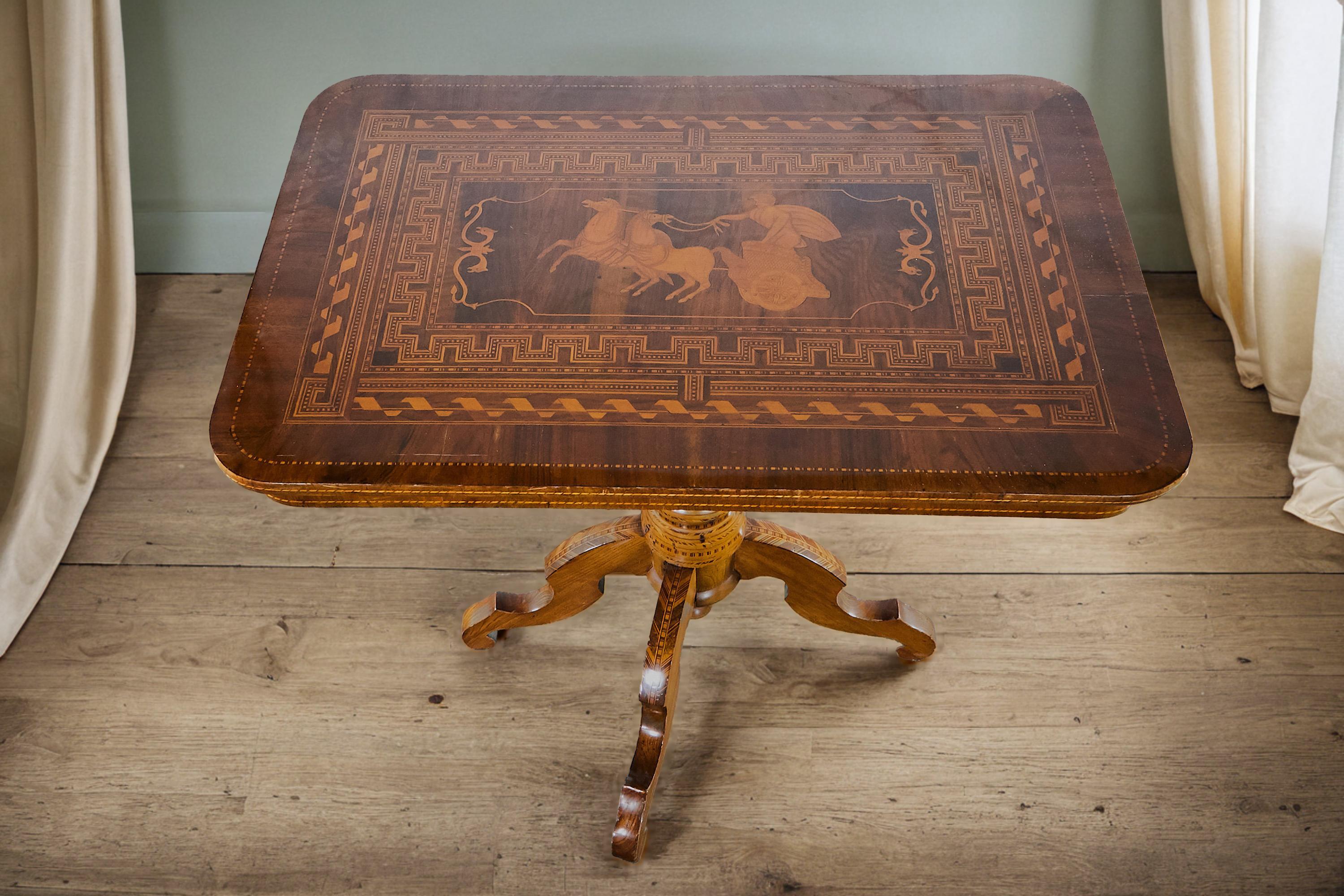 Discover the timeless elegance of our exquisite side table made from fine walnut wood, enhanced with mahogany and maple. The intricate marquetry on the tabletop gives it an unparalleled grace, making it a true masterpiece. Whether in the hallway or