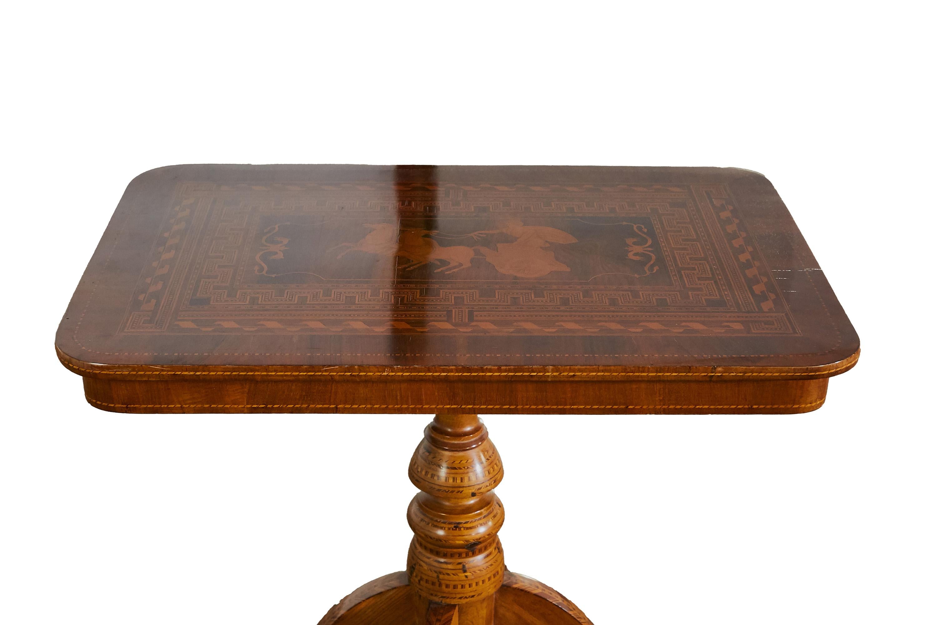 Lacquered A Piece of History for Your Home: Elegant Walnut Side Table with Marquetry For Sale