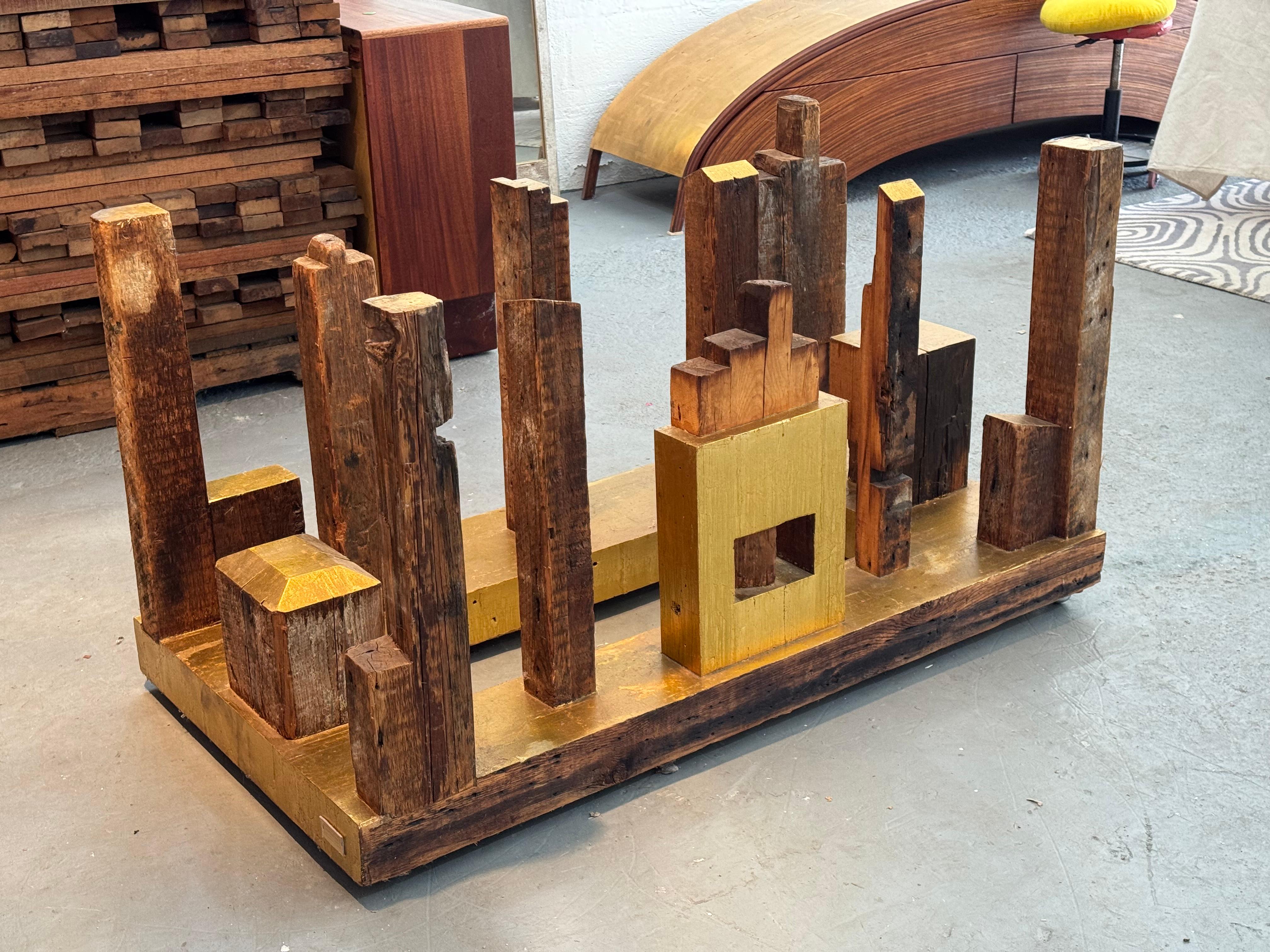 Contemporary A Piece of NYC, created by Rafael Calvo using Reclaimed Beams from Manhattan For Sale