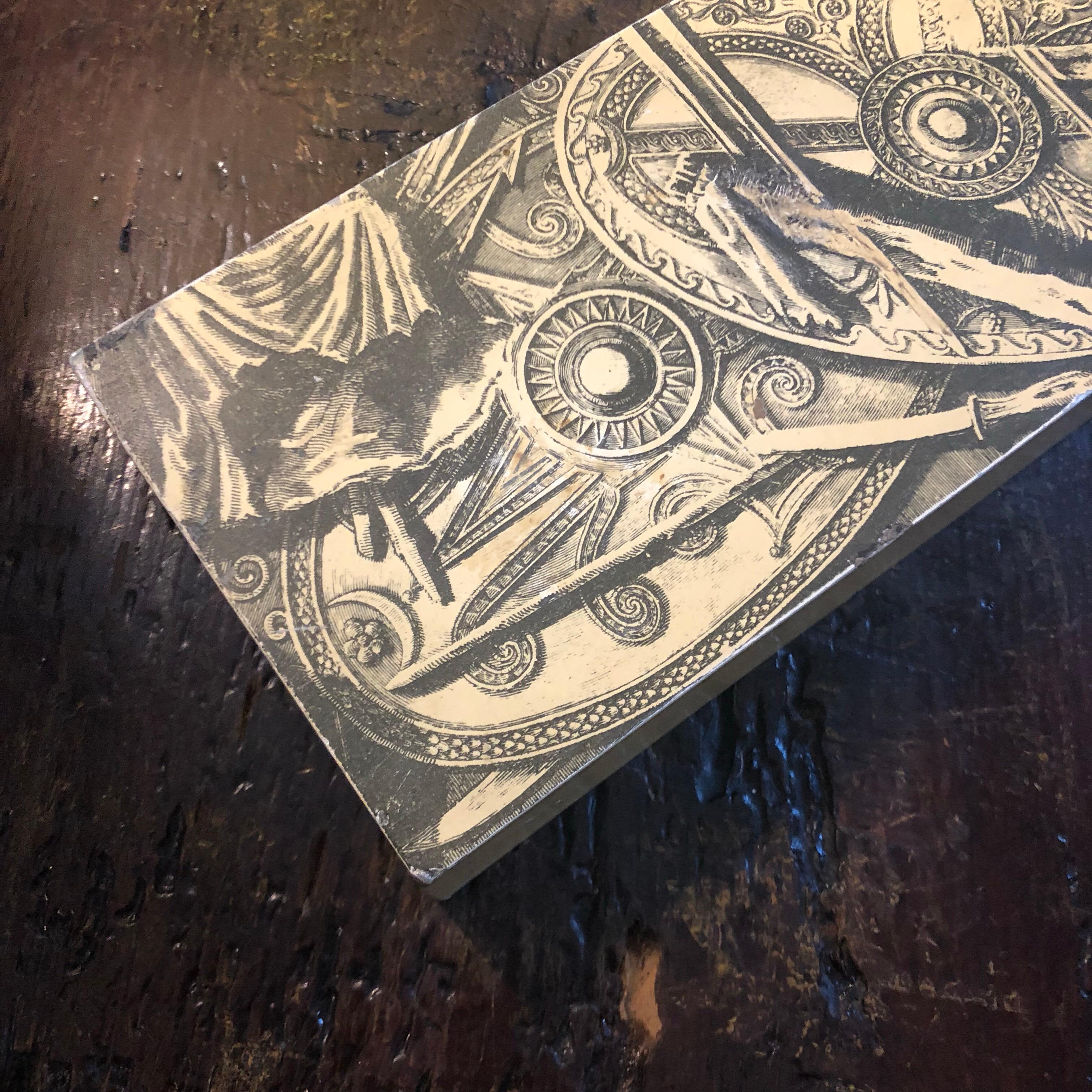 Metal Piero Fornasetti Mid-Century Modern Italian Cigarette Box, 1950