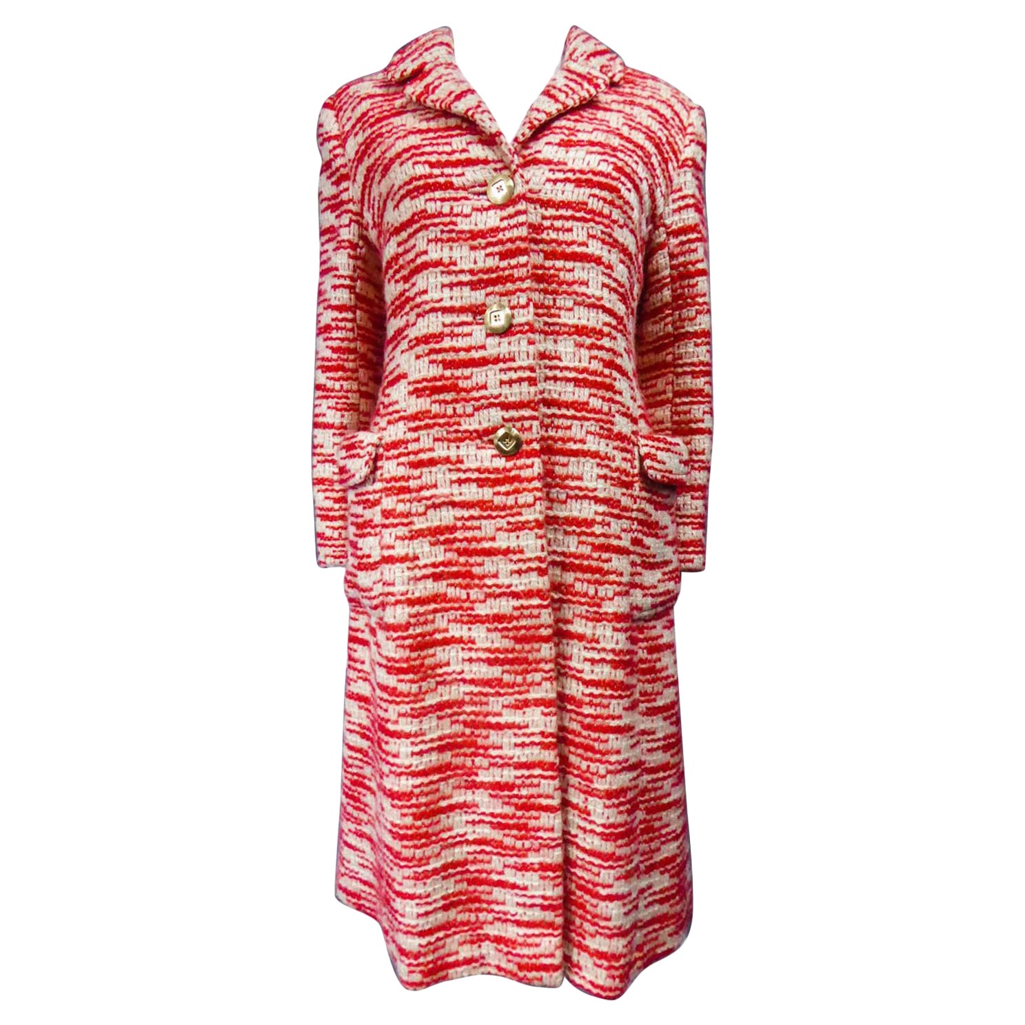 A Pierre Balmain Couture Chiné Knitted Coat Circa 1970