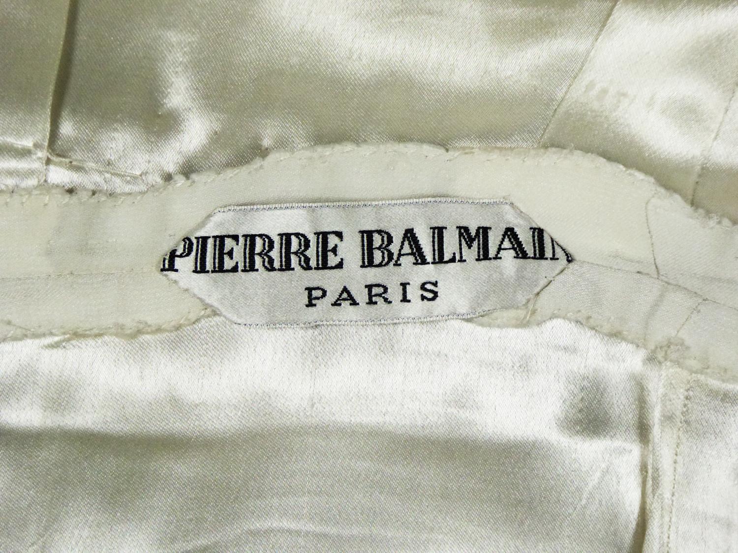 Couture-Kleid aus Wolle von Pierre Balmain, nummeriert 182888, Frühjahr/Sommer 1963 (Beige) im Angebot