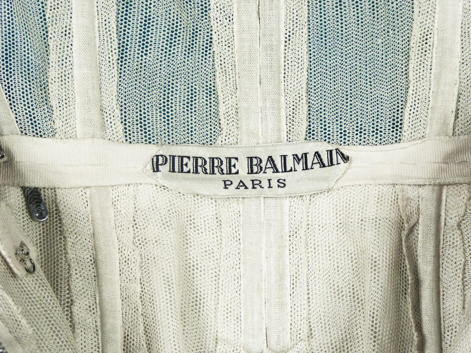 Robe de cocktail A Pierre Balmain Couture en mousseline de soie turquoise, circa 1958 Pour femmes en vente