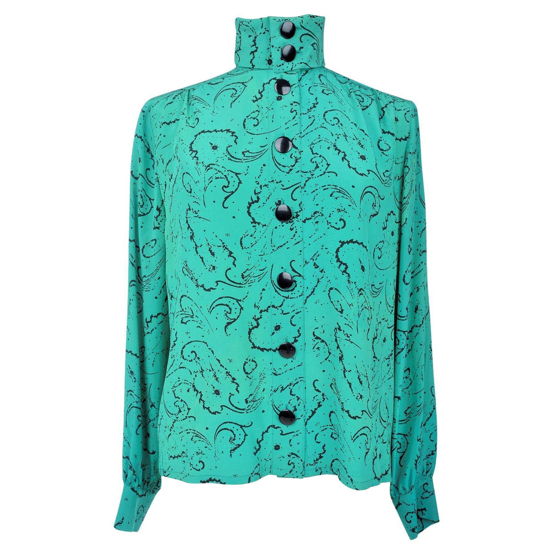 A Pierre Balmain Printed Silk Blouse - France Circa 1985 For Sale