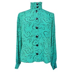 A Pierre Balmain Printed Silk Blouse - France Circa 1985