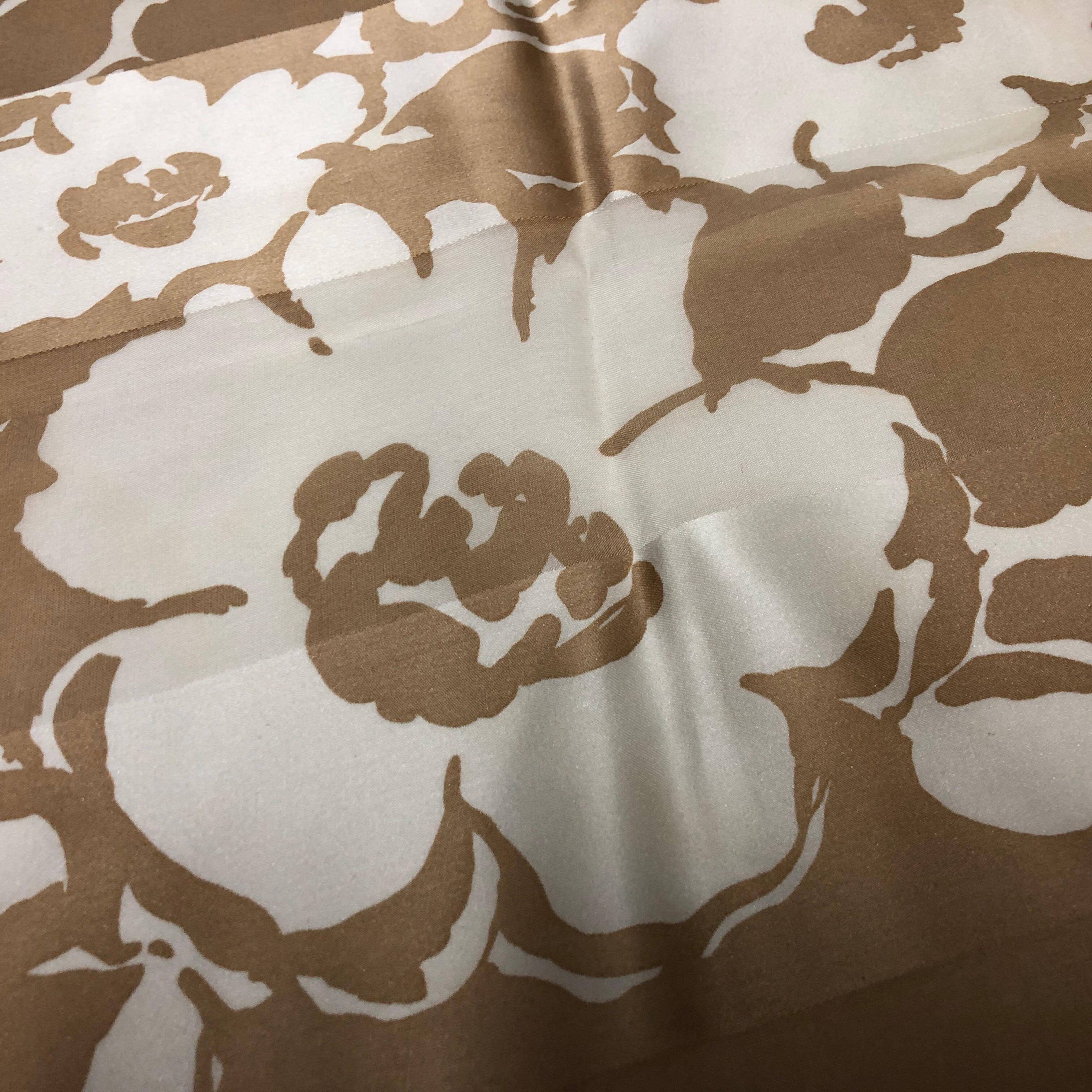 A 1980s Pierre Balmain White and Brown Floral Silk Foulard For Sale 2