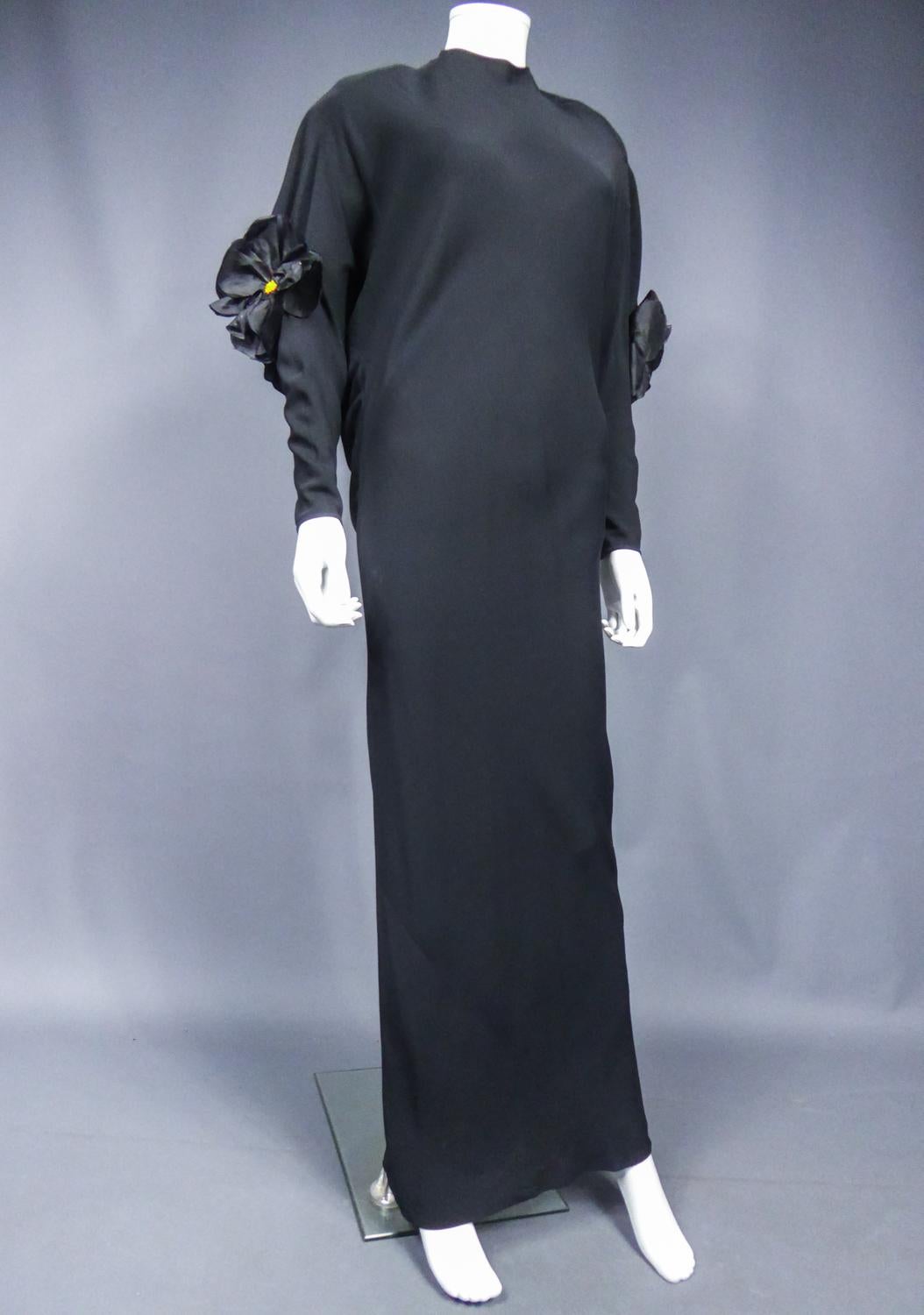A Pierre Cardin Black Couture Jersey Evening Dress Circa 1976/1978 For Sale 4